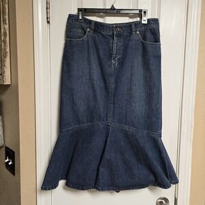 Lauren Ralph Lauren Mermaid Fish Tail Flare Denim Skirt SIZE 10